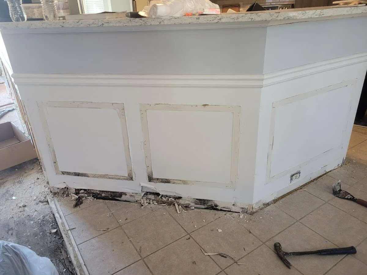 Water damage and mold on kitchen during Storm Damage Restoration in Depew
